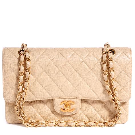 chanel caviar beige medium|CHANEL Caviar Quilted Medium Double Flap Beige.